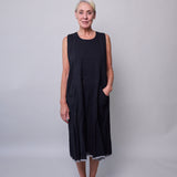MOONLIGHT MIDI DRESS, BLACK COTTON