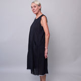 MOONLIGHT MIDI DRESS, BLACK COTTON