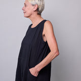 MOONLIGHT MIDI DRESS, BLACK COTTON