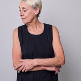 MOONLIGHT MIDI DRESS, BLACK COTTON