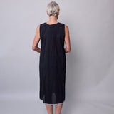 MOONLIGHT MIDI DRESS, BLACK COTTON