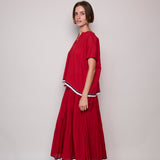 POPPY RED PLEATED SKIRT