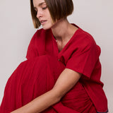 POPPY RED PLEATED SKIRT