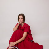 POPPY RED PLEATED SKIRT
