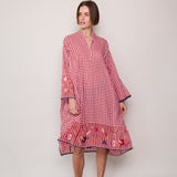 PEONY GINGHAM DRESS, RED/WHITE