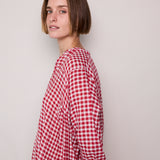 PEONY GINGHAM DRESS, RED/WHITE