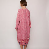 PEONY GINGHAM DRESS, RED/WHITE