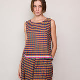 ALOE CHECK TANK, ORANGE/NAVY/PINK COTTON