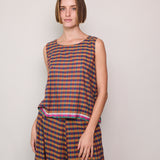 ALOE CHECK TANK, ORANGE/NAVY/PINK COTTON