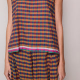 ALOE CHECK TANK, ORANGE/NAVY/PINK COTTON