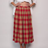 SCARLET RED PLEAT SKIRT, CHECKERED