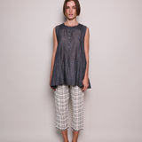 OCEAN BLOUSE, GREY COTTON