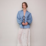 GARDEN  SHEER SKIRT, IVORY SILK