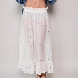 GARDEN  SHEER SKIRT, IVORY SILK