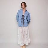 GARDEN  SHEER SKIRT, IVORY SILK
