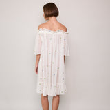 GARDEN  SHEER DRESS, IVORY SILK