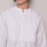 DOVE PLEAT SHIRT, POPLIN WHITE