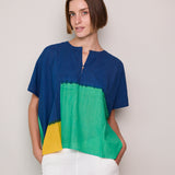 COBALT SHIRT, BLUE COLOR BLOCK TIE&DYE