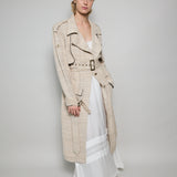 SAHA TRENCH COAT, BEIGE//BLACK COTTON SILK
