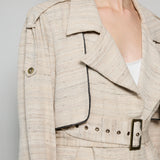 SAHA TRENCH COAT, BEIGE//BLACK COTTON SILK
