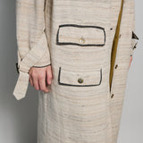 SAHA COAT DRESS, BEIGE//BLACK COTTON SILK