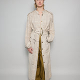 SAHA COAT DRESS, BEIGE//BLACK COTTON SILK