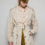 SAHA COAT DRESS, BEIGE//BLACK COTTON SILK
