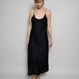 TARA SLIP DRESS, BLACK SILK
