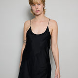 TARA SLIP DRESS, BLACK SILK