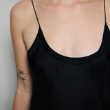 TARA SLIP DRESS, BLACK SILK