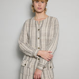 RANI COAT DRESS MAXI, BEIGE//BLACK COTTON SILK