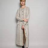 RANI COAT DRESS MAXI, BEIGE//BLACK COTTON SILK