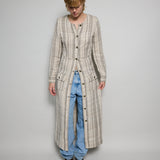 RANI COAT DRESS MAXI, BEIGE//BLACK COTTON SILK