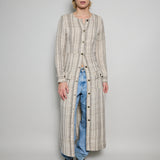 RANI COAT DRESS MAXI, BEIGE//BLACK COTTON SILK