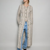 RANI COAT DRESS MAXI, BEIGE//BLACK COTTON SILK