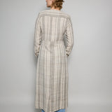 RANI COAT DRESS MAXI, BEIGE//BLACK COTTON SILK