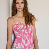 POPPY CORSET, PINK IKAT WEAVING