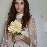 IRIS EMBROIDERY TUNIC, IVORY FLORAL ORGANZA