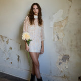 IRIS EMBROIDERY TUNIC, IVORY FLORAL ORGANZA