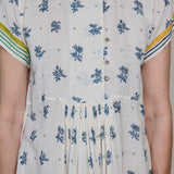 AMBER MIDI DRESS, IVORY FLORAL BLOCKPRINT COTTON
