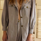 CLEO BLAZER, LILAC COTTON CHECKERED