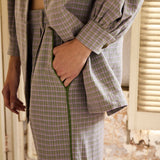 CLEO TROUSER, LILAC COTTON CHECKERED