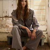 CLEO TROUSER, LILAC COTTON CHECKERED