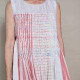 KEYA DRESS SLEEVELESS, WHITE // RED