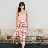 CANNA MADRAS CHECK SARONG, PINK COTTON