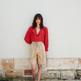 CAMELIA SHIRT, RED CREPE DE CHINE SILK