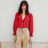 CAMELIA SHIRT, RED CREPE DE CHINE SILK