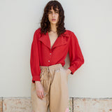 CAMELIA SHIRT, RED CREPE DE CHINE SILK