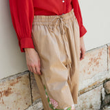 ROSE SHORT, TAN COTTON POPLIN