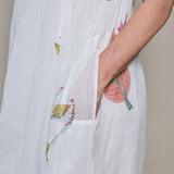 BOTANIC SILK DRESS, IVORY FLORAL BLOCKPRINT